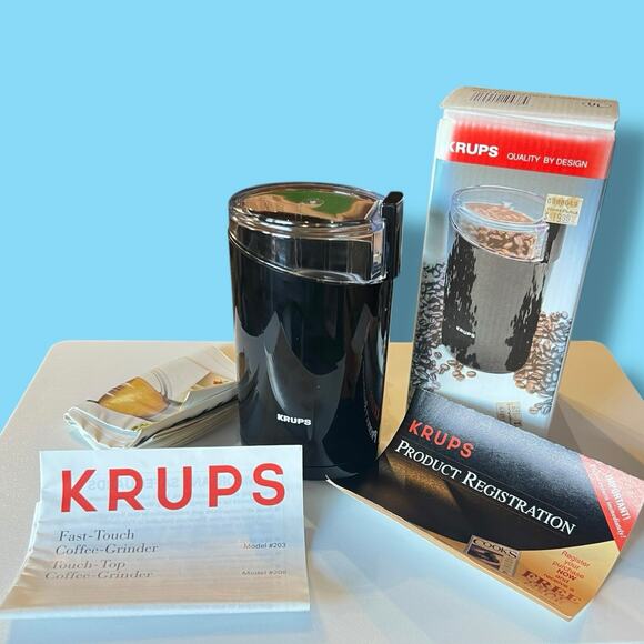 Vintage New Krups Black F203 Fast Touch Coffee Mill Grinder 160 Watts - Picture 1 of 11